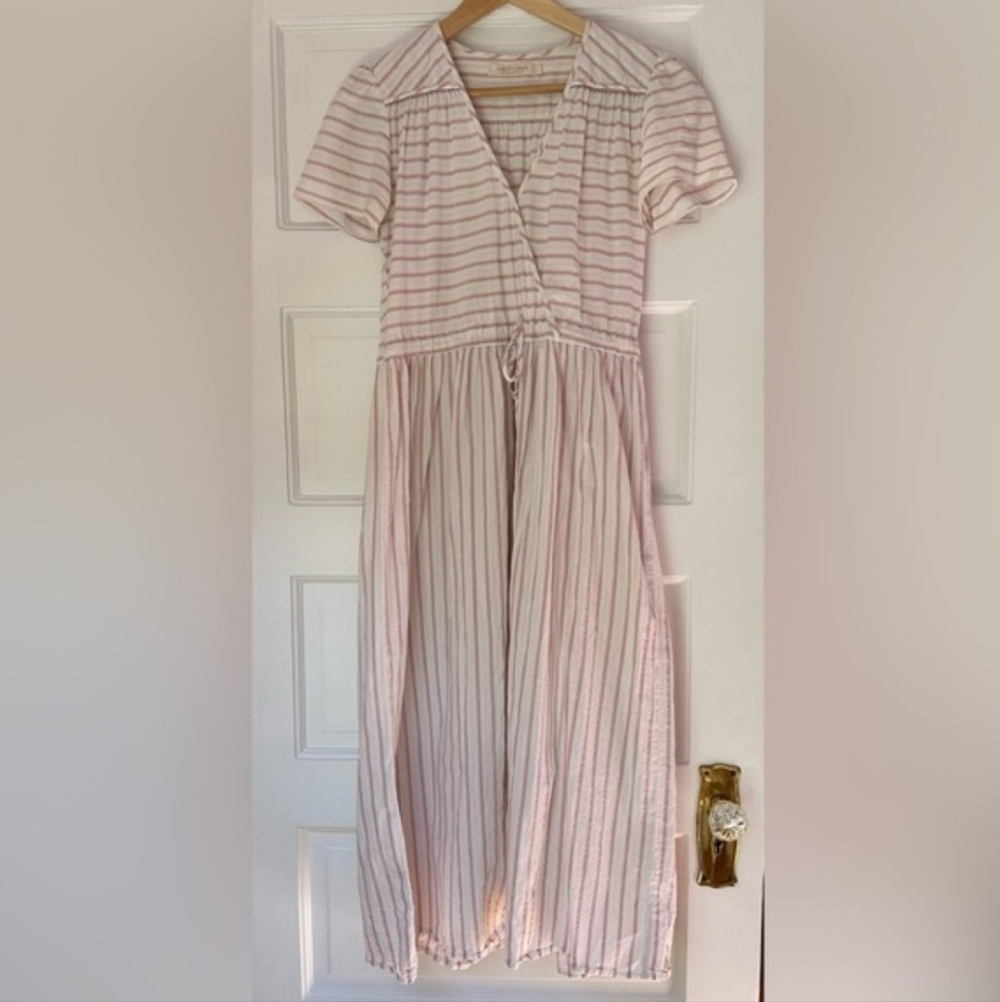 Christy Dawn Rare Pink Blue Stripe Dress Small